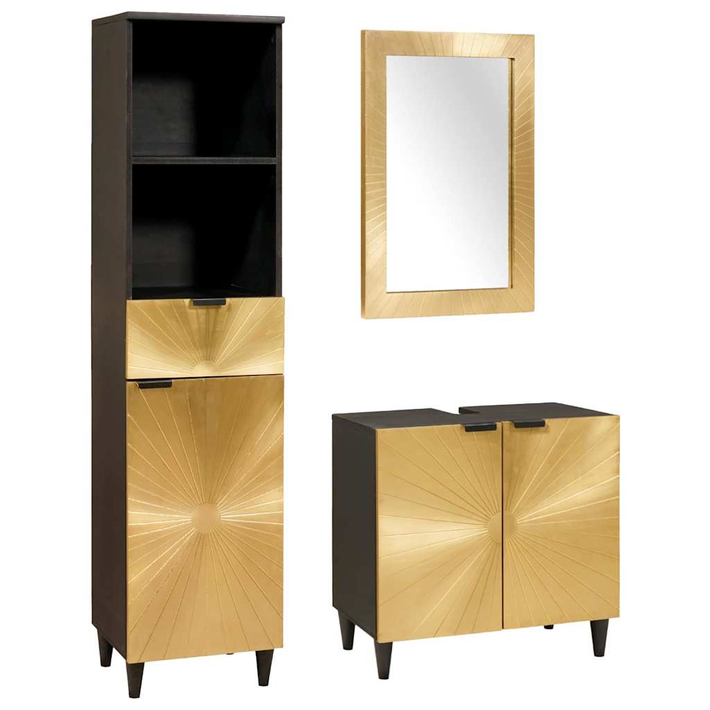 Badezimmermöbel-Sets 3 pcs Schwarz und Gold 38 x 33 x 160 cm Badezimmermöbel-Sets 3 pcs Schwarz und Gold 38 x 33 x 160 cm