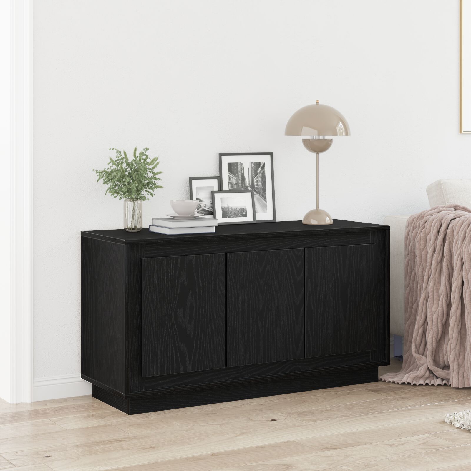 vidaXL Sideboard Schwarz Eiche 102x35x55 cm Ingenieurholz