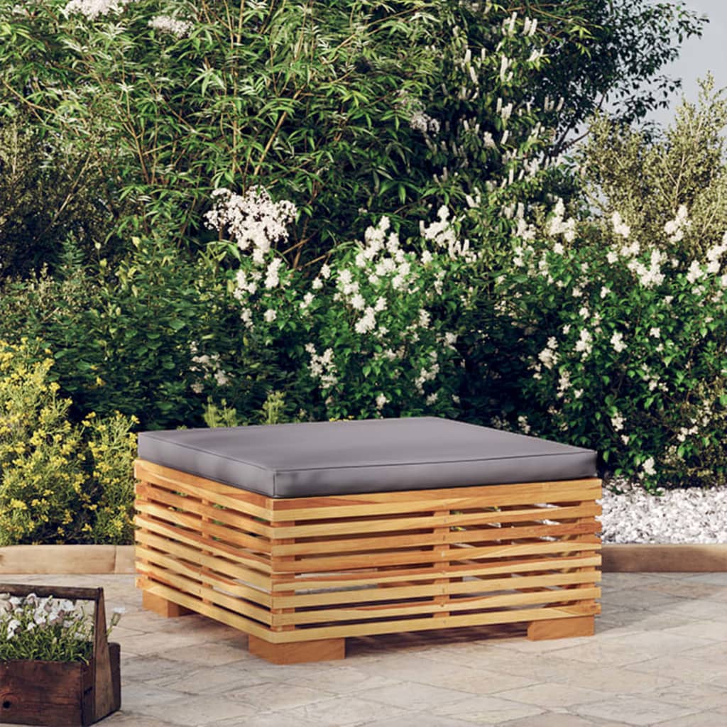 Gartenhocker mit Dunkelgrauen Kissen Massivholz Teak Gartenhocker mit Dunkelgrauen Kissen Massivholz Teak