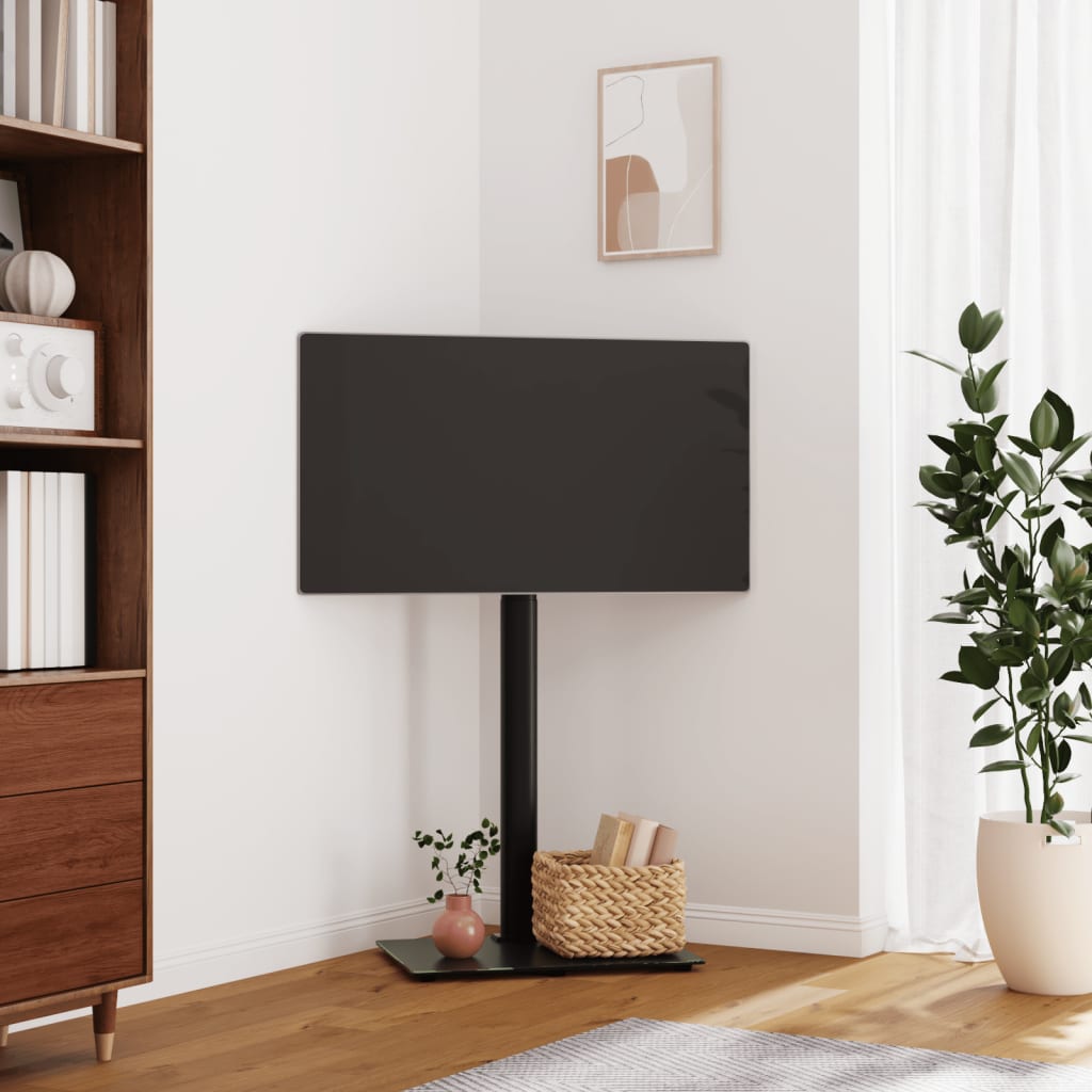 TV-Eckständer mit 1 Ablage für 32-65 Zoll Schwarz TV-Eckständer mit 1 Ablage für 32-65 Zoll Schwarz
