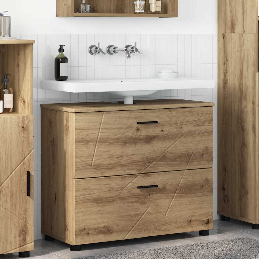 Badezimmer Schrank Eiche handwerklich 76,5 x 35 x 64 cm