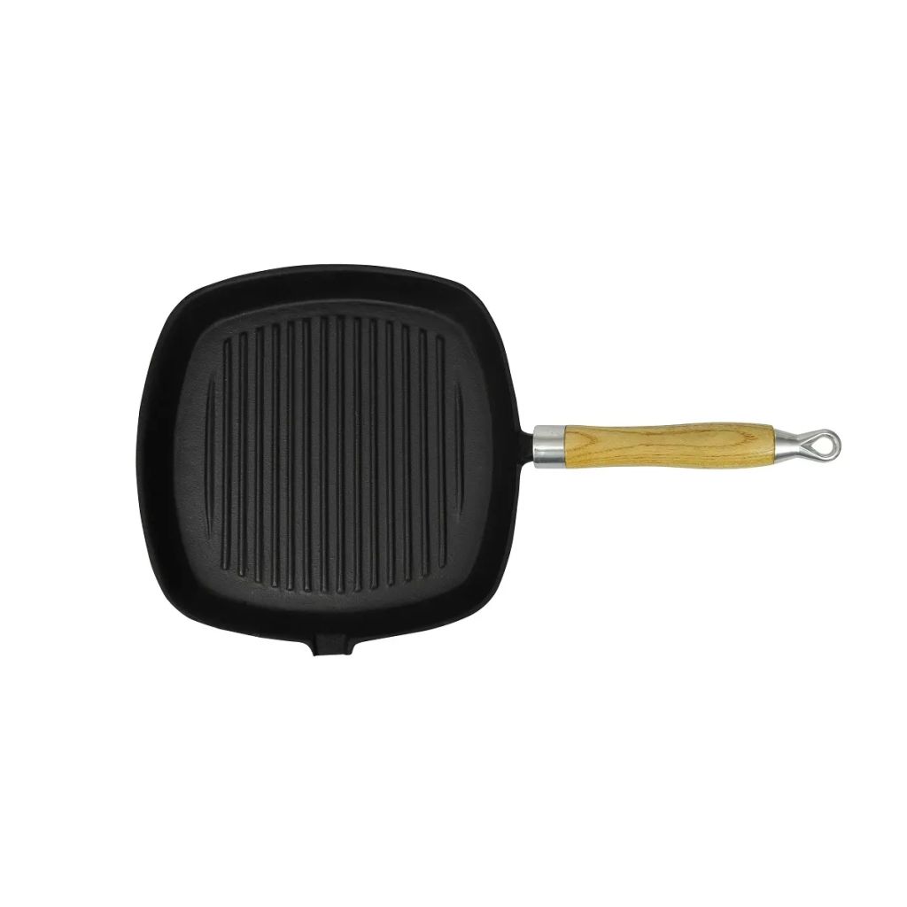 Grillpfanne mit Holzgriff Gusseisen 20 x 20 cm Grillpfanne mit Holzgriff Gusseisen 20 x 20 cm