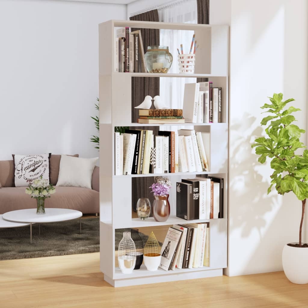 Bücherregal/Raumteiler Weiß 80x25x163,5 cm Massivholz Kiefer Bücherregal/Raumteiler Weiß 80x25x163,5 cm Massivholz Kiefer