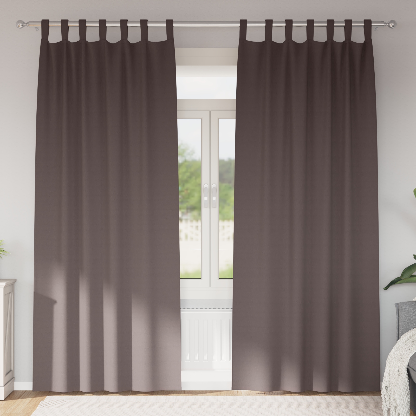 Verdunkelungsvorhänge 2 pcs Dunkelbraun 225 x 140 cm Polyester