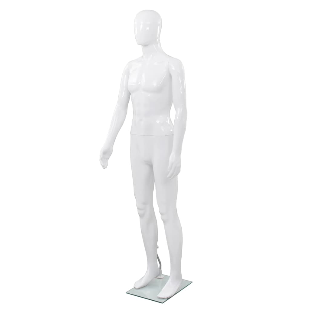 Männliche Schaufensterpuppe mit Glassockel Weiß 185 cm Männliche Schaufensterpuppe mit Glassockel Weiß 185 cm