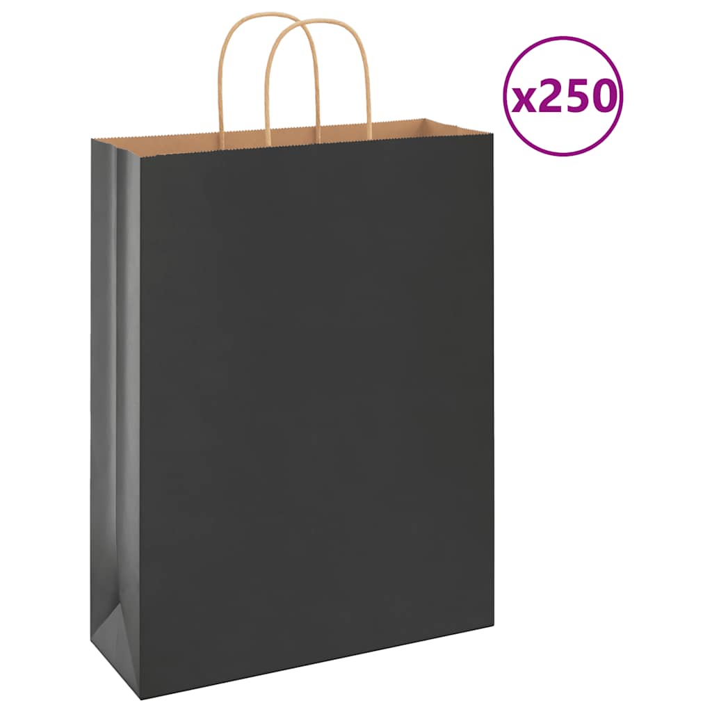 Papiertragetaschen 250 Stk. mit Henkeln Schwarz 32x12x42 cm Papiertragetaschen 250 Stk. mit Henkeln Schwarz 32x12x42 cm
