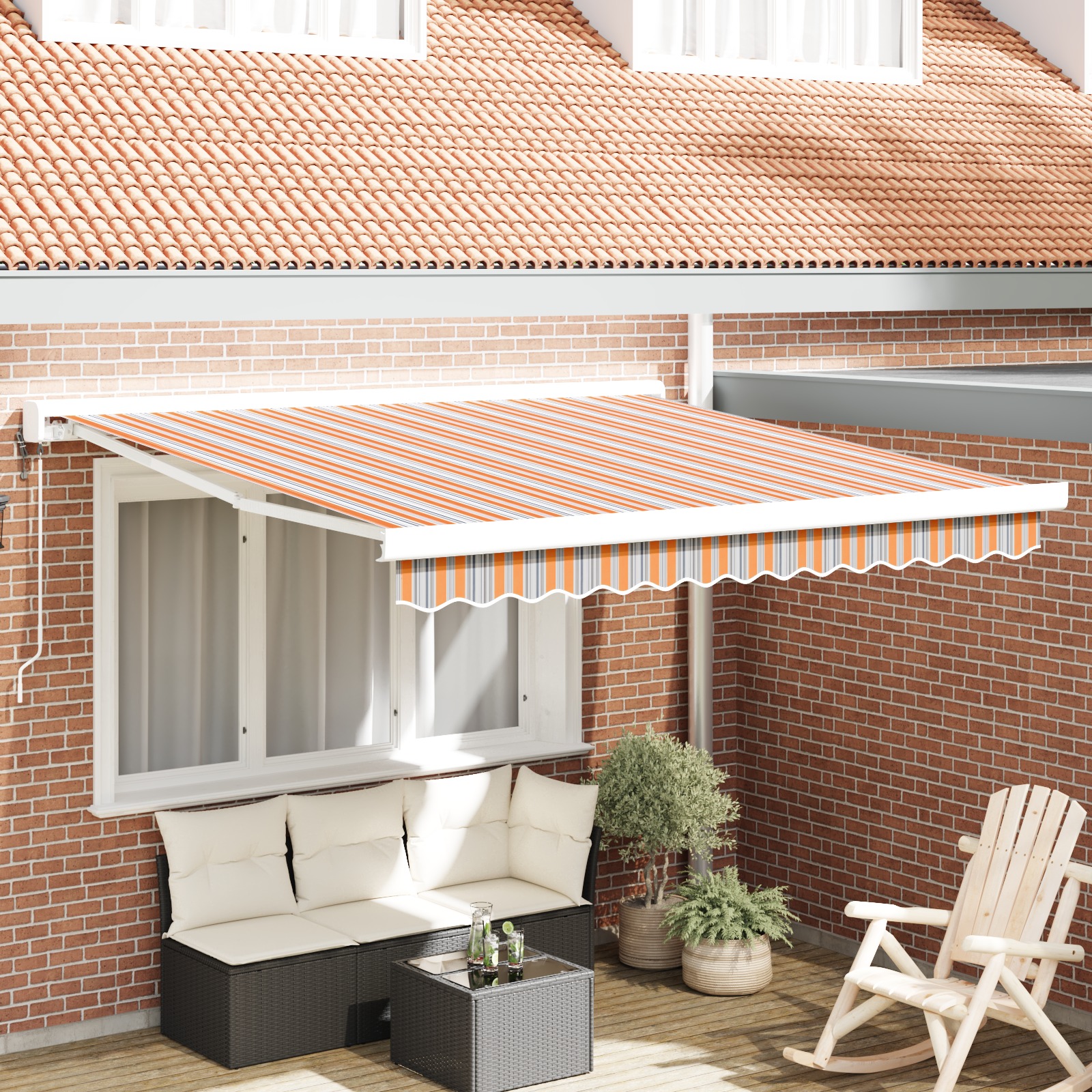 Automatische Einziehbare Markise Gestreift 300x250 cm Automatische Einziehbare Markise Gestreift 300x250 cm