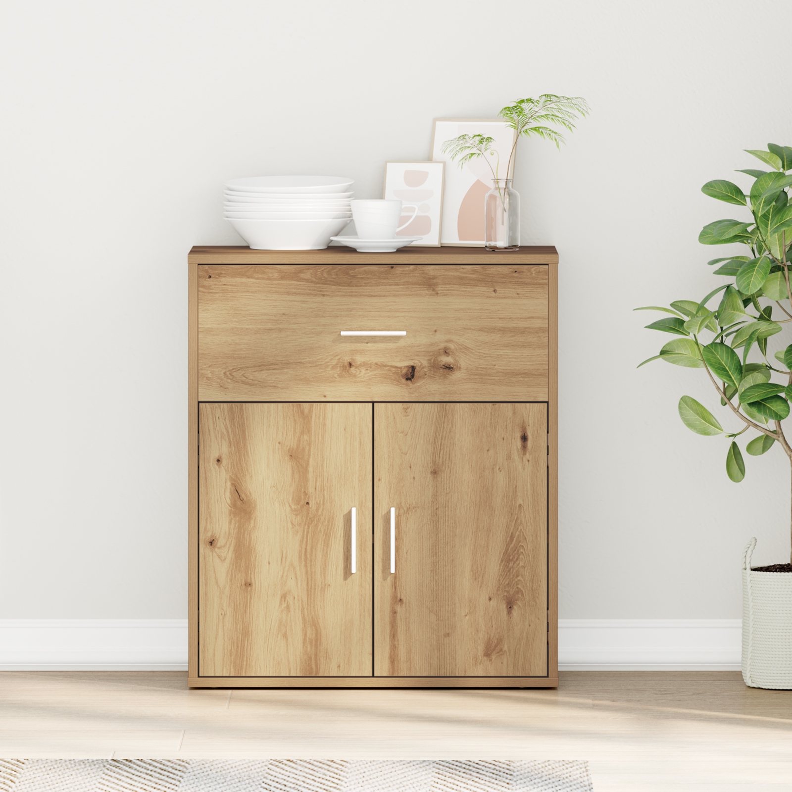 Sideboard Eiche handwerklich 60 x 31 x 70 cm Holzwerkstoff Sideboard Eiche handwerklich 60 x 31 x 70 cm Holzwerkstoff