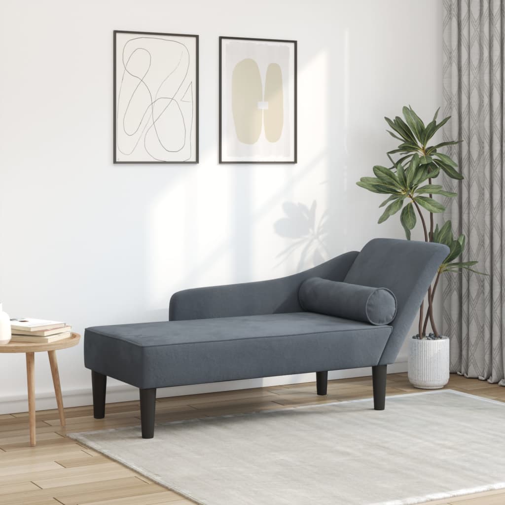 Chaiselongue mit Kissen Dunkelgrau Samt Chaiselongue mit Kissen Dunkelgrau Samt