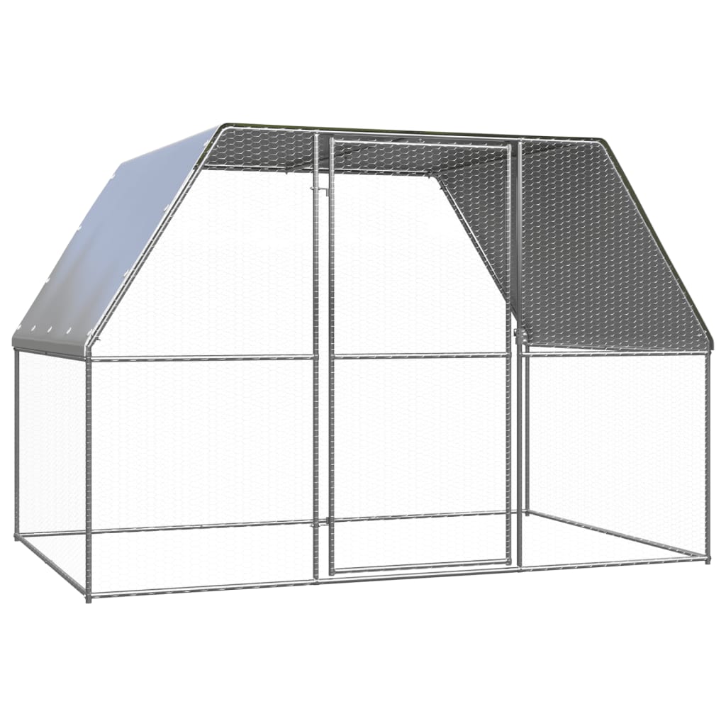Hühnerkäfig Silbern und Grau 3x2x2 m Verzinkter Stahl Hühnerkäfig Silbern und Grau 3x2x2 m Verzinkter Stahl