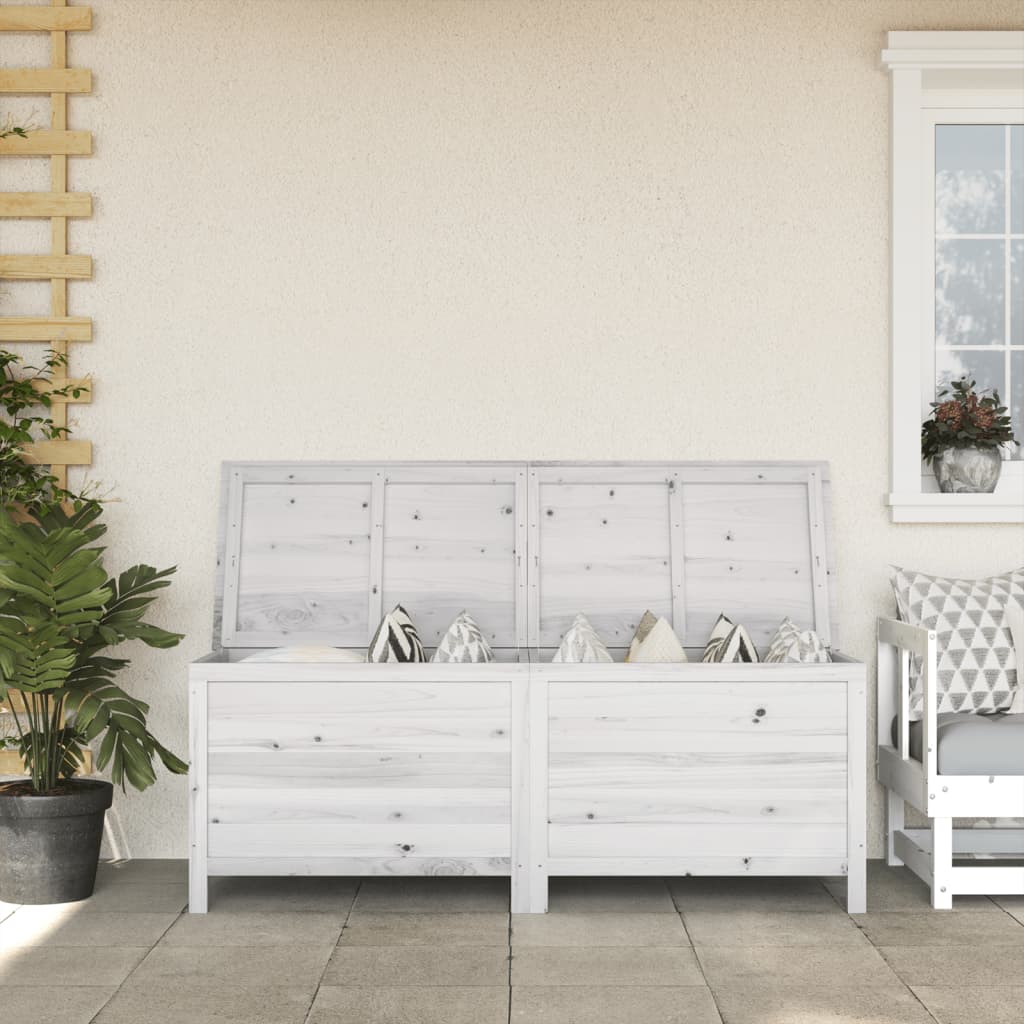 Gartentruhe Weiß 150x50x56,5 cm Massivholz Tanne Gartentruhe Weiß 150x50x56,5 cm Massivholz Tanne