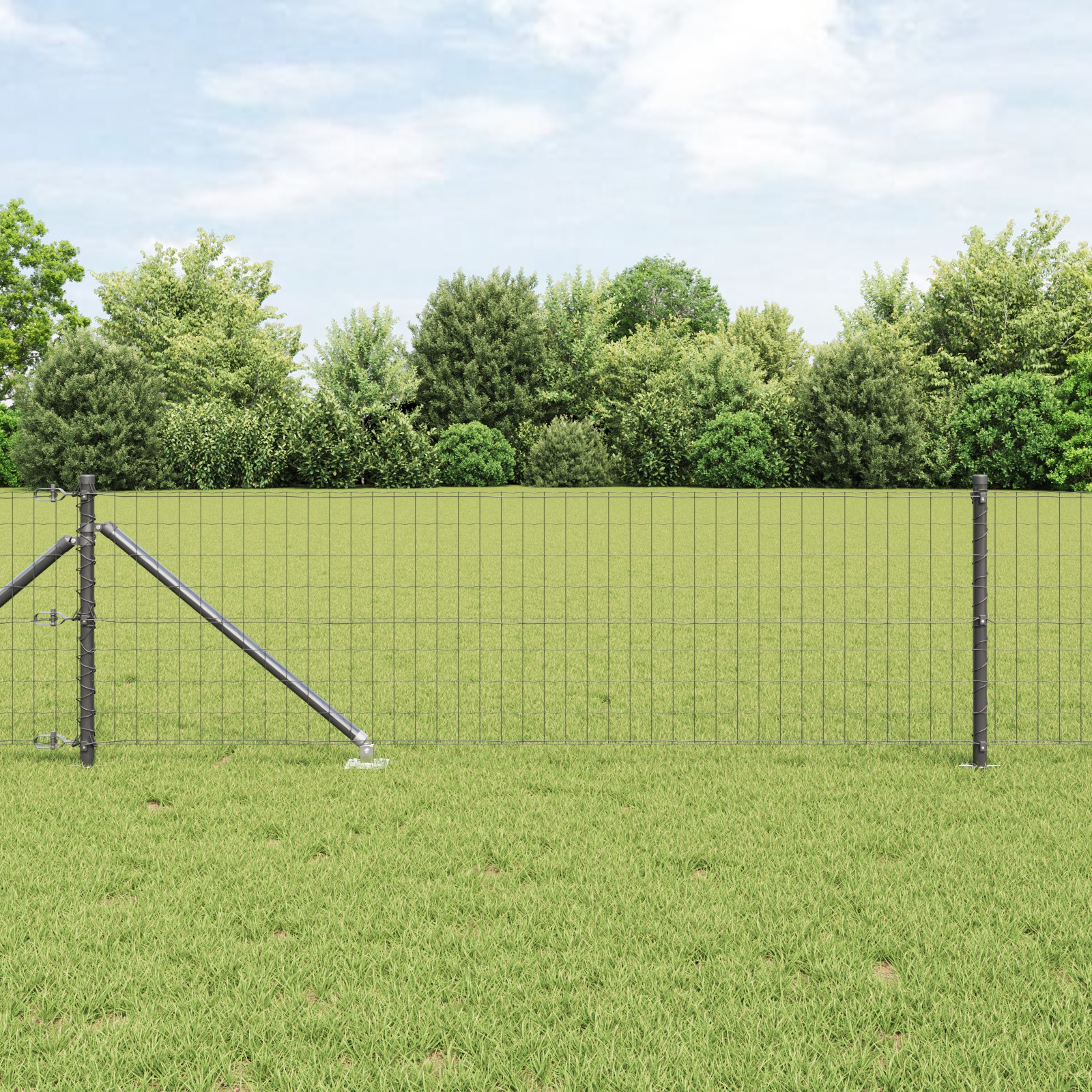 Euro Zaun mit 13 Spike Pfosten 0.8x25 m feuerverzinkter Stahl Grau Euro Zaun mit 13 Spike Pfosten 0.8x25 m feuerverzinkter Stahl Grau