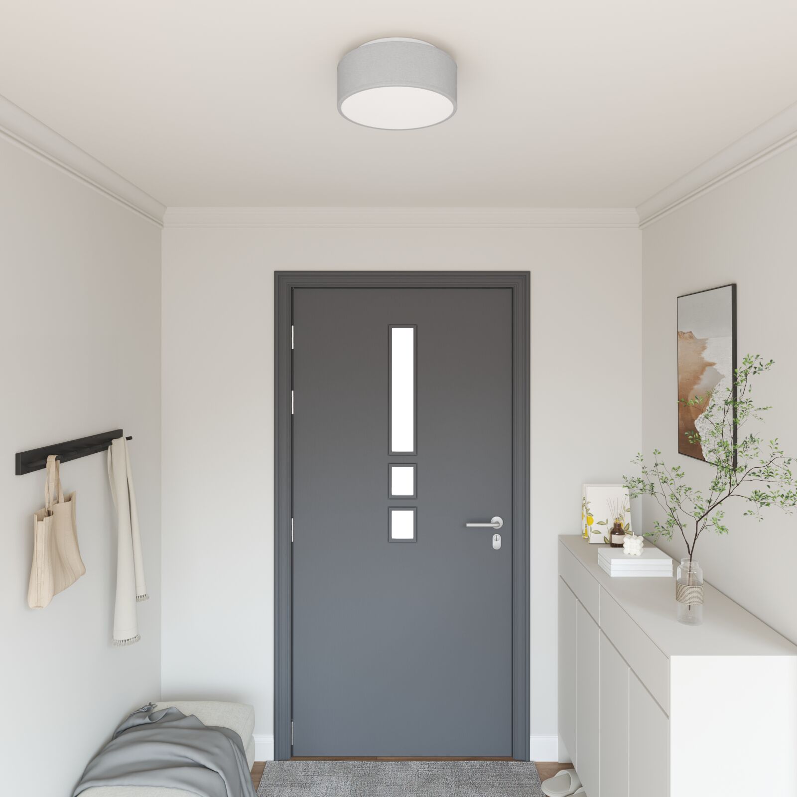 Deckenleuchten Flush Mount Grau Ø 30 cm Stoff E27 Deckenleuchten Flush Mount Grau Ø 30 cm Stoff E27
