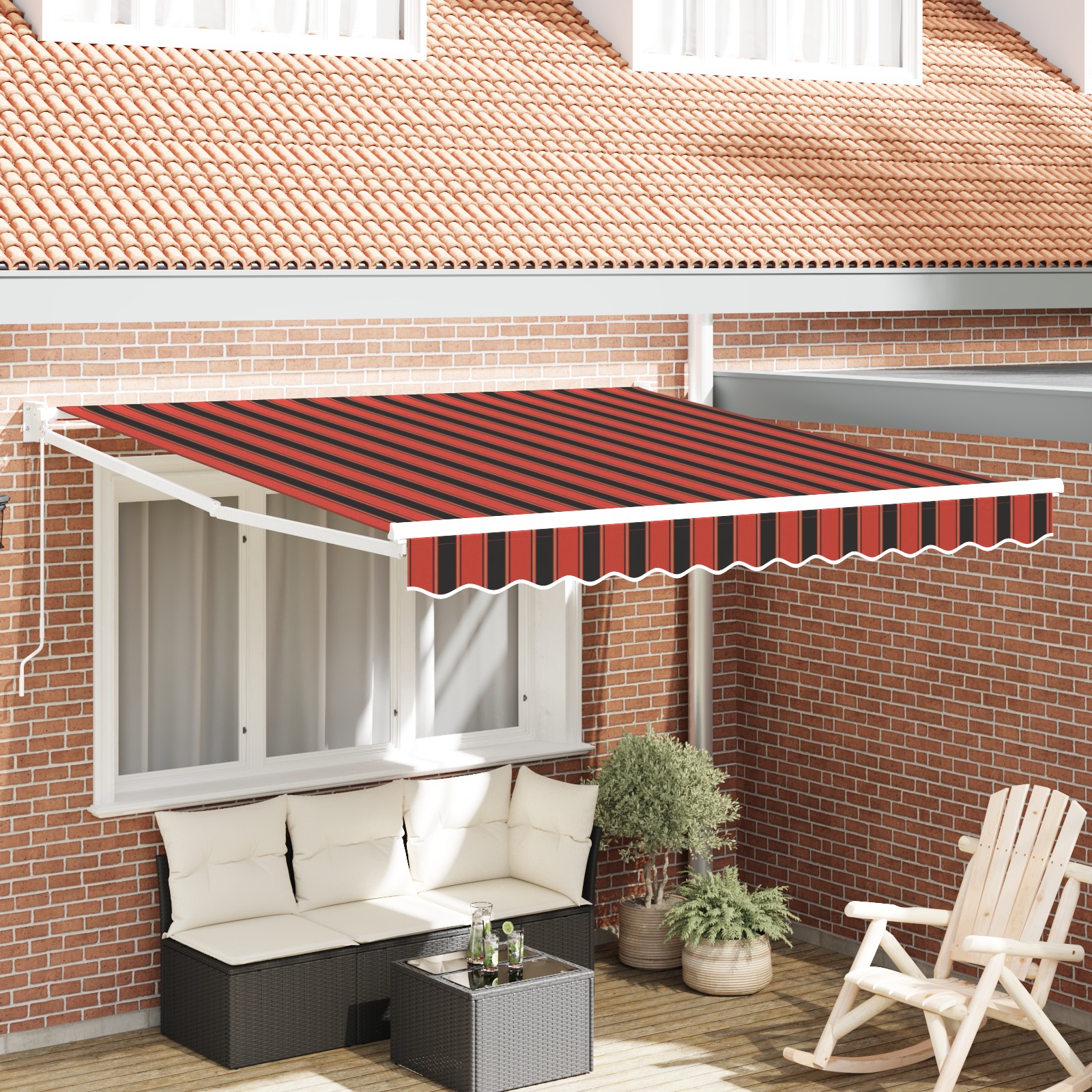 Manuelle Einziehbare Markise Orange und Braun 300x250 cm Manuelle Einziehbare Markise Orange und Braun 300x250 cm