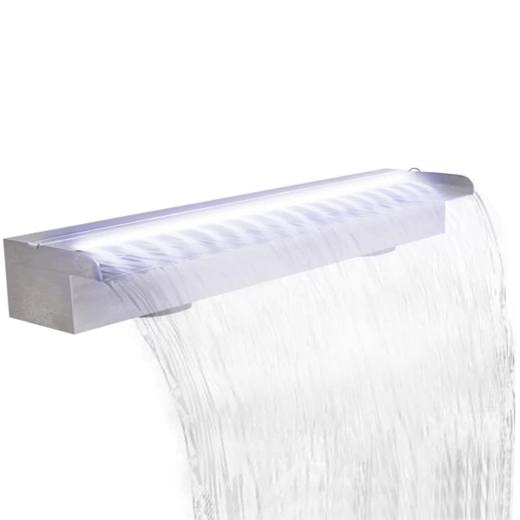 Pool-Wasserfall Fontäne mit LEDs Rechteckig Edelstahl 90 cm Pool-Wasserfall Fontäne mit LEDs Rechteckig Edelstahl 90 cm
