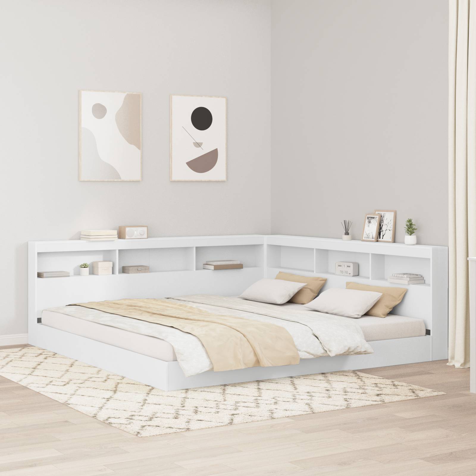 Bücherregalbett Weiß 180x200 cm Sperrholz Bücherregalbett Weiß 180x200 cm Sperrholz