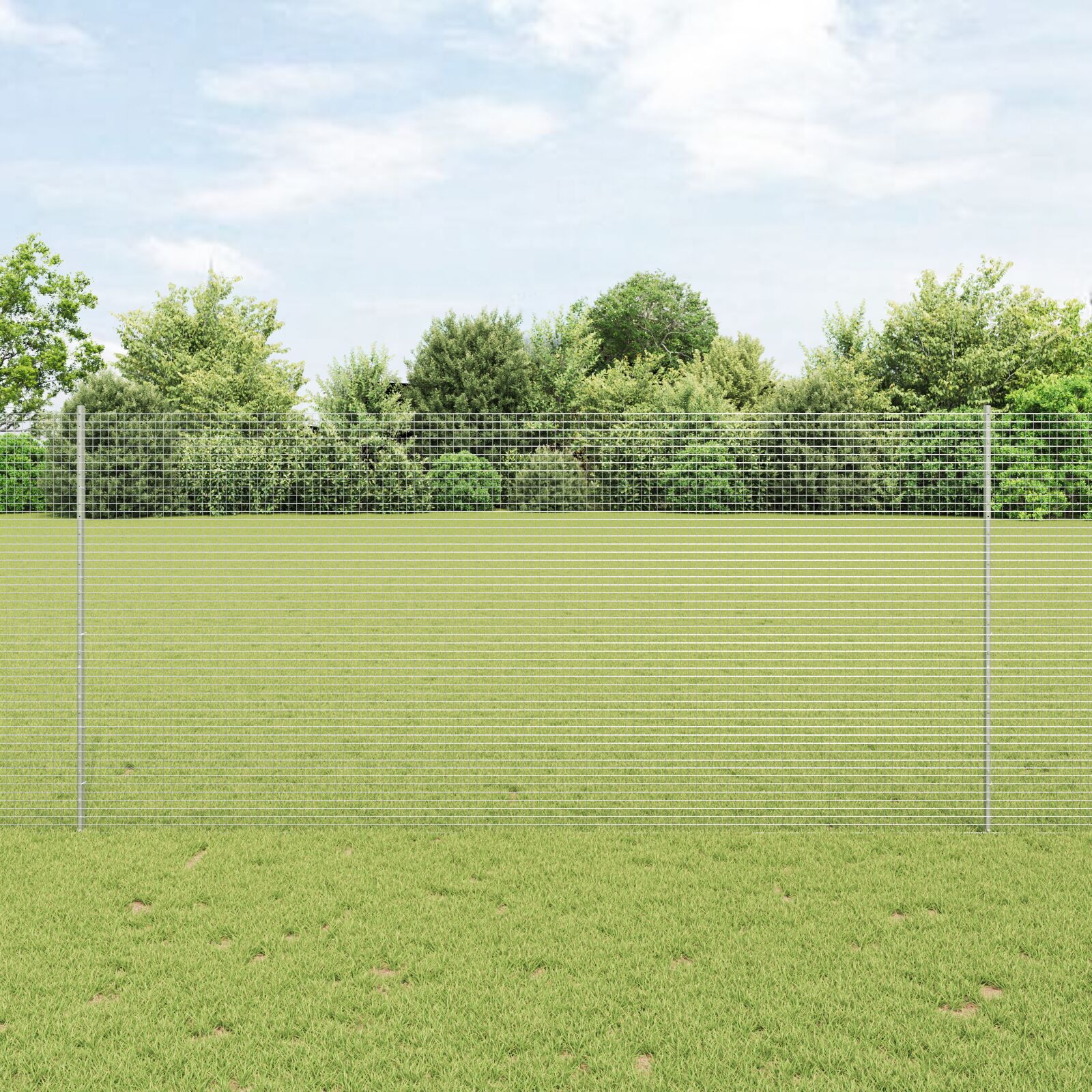 Schweißdrahtzaun mit 22 U-Posts Silber 1,4x25 m Stahl