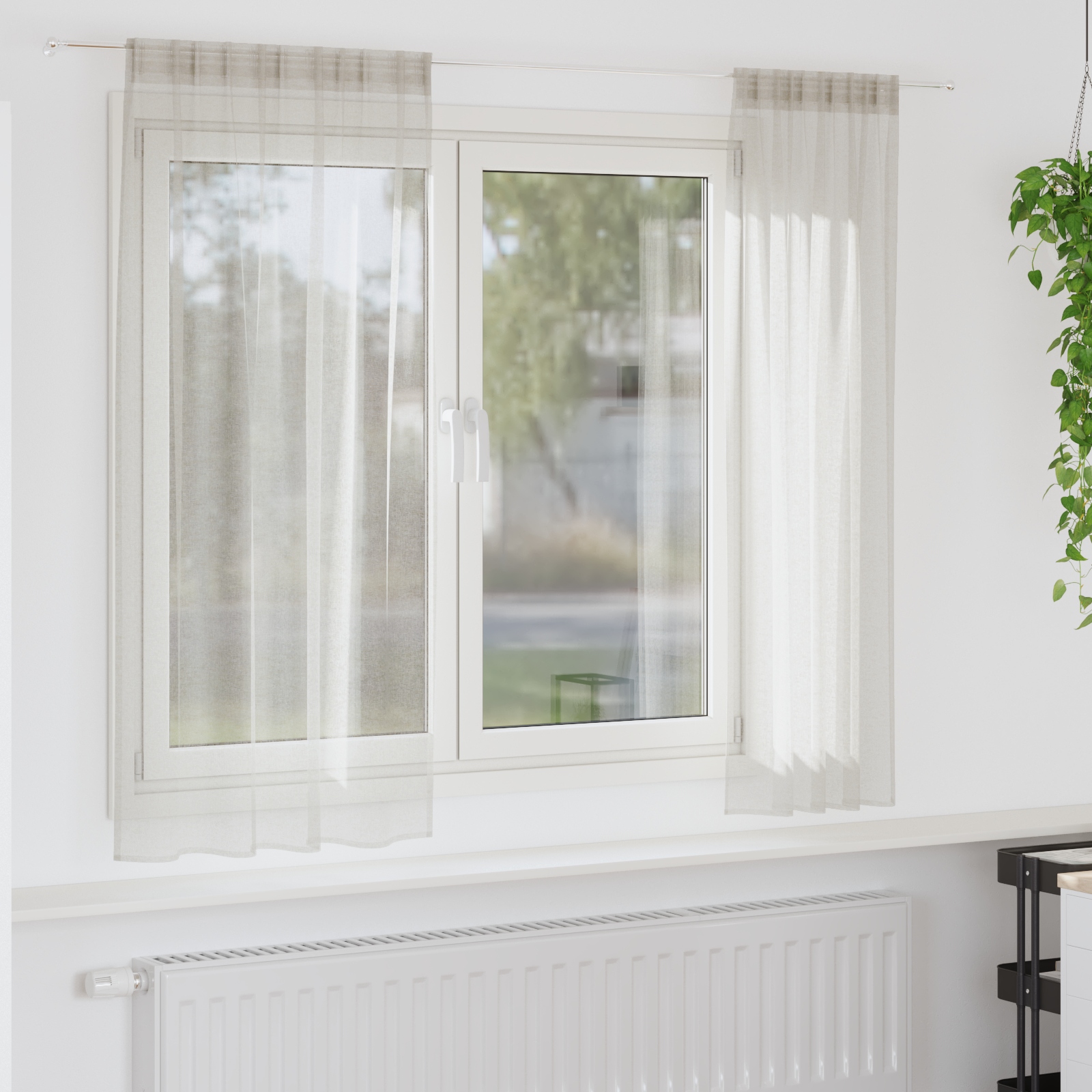Vorhänge mit Vorhängen 2 pcs Cremefarben 140 x 175 cm Polyester