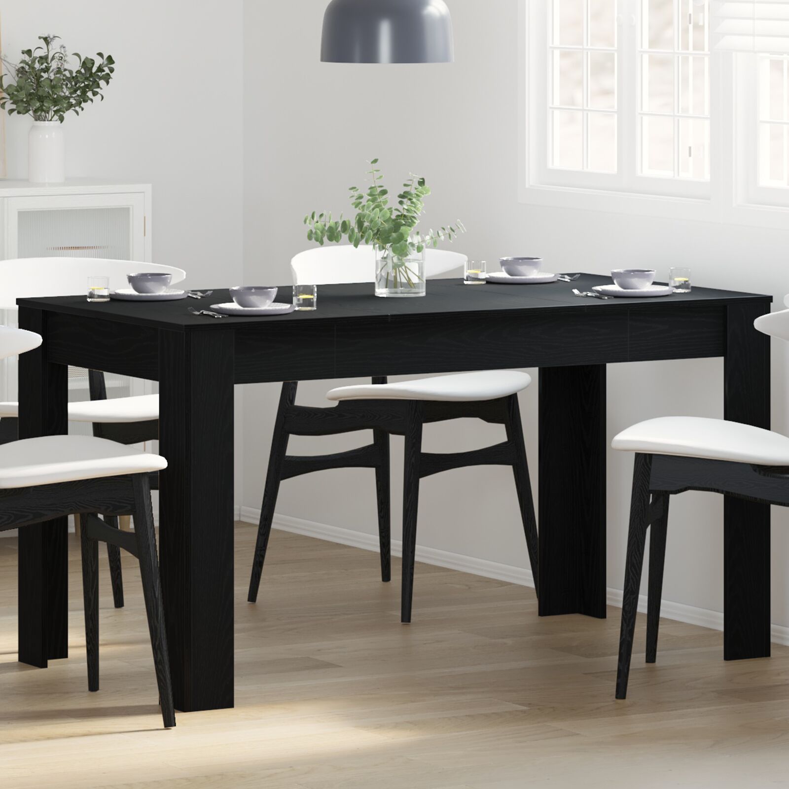 vidaXL Esstisch Schwarz Eiche 140x74,5x76 cm Holzwerkstoff vidaXL Esstisch Schwarz Eiche 140x74,5x76 cm Holzwerkstoff