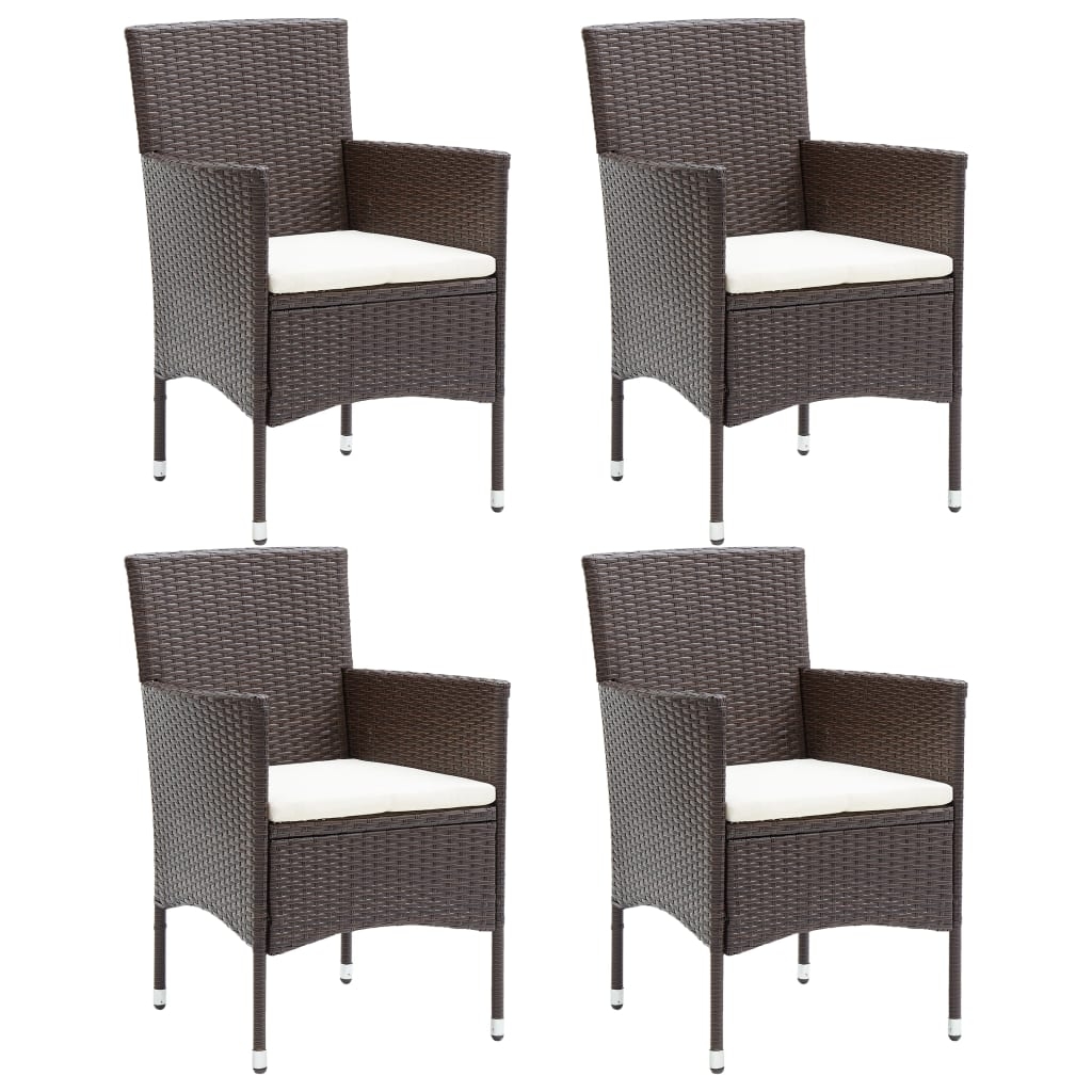 Garten-Essstühle 4 Stk. Poly-Rattan Braun Garten-Essstühle 4 Stk. Poly-Rattan Braun