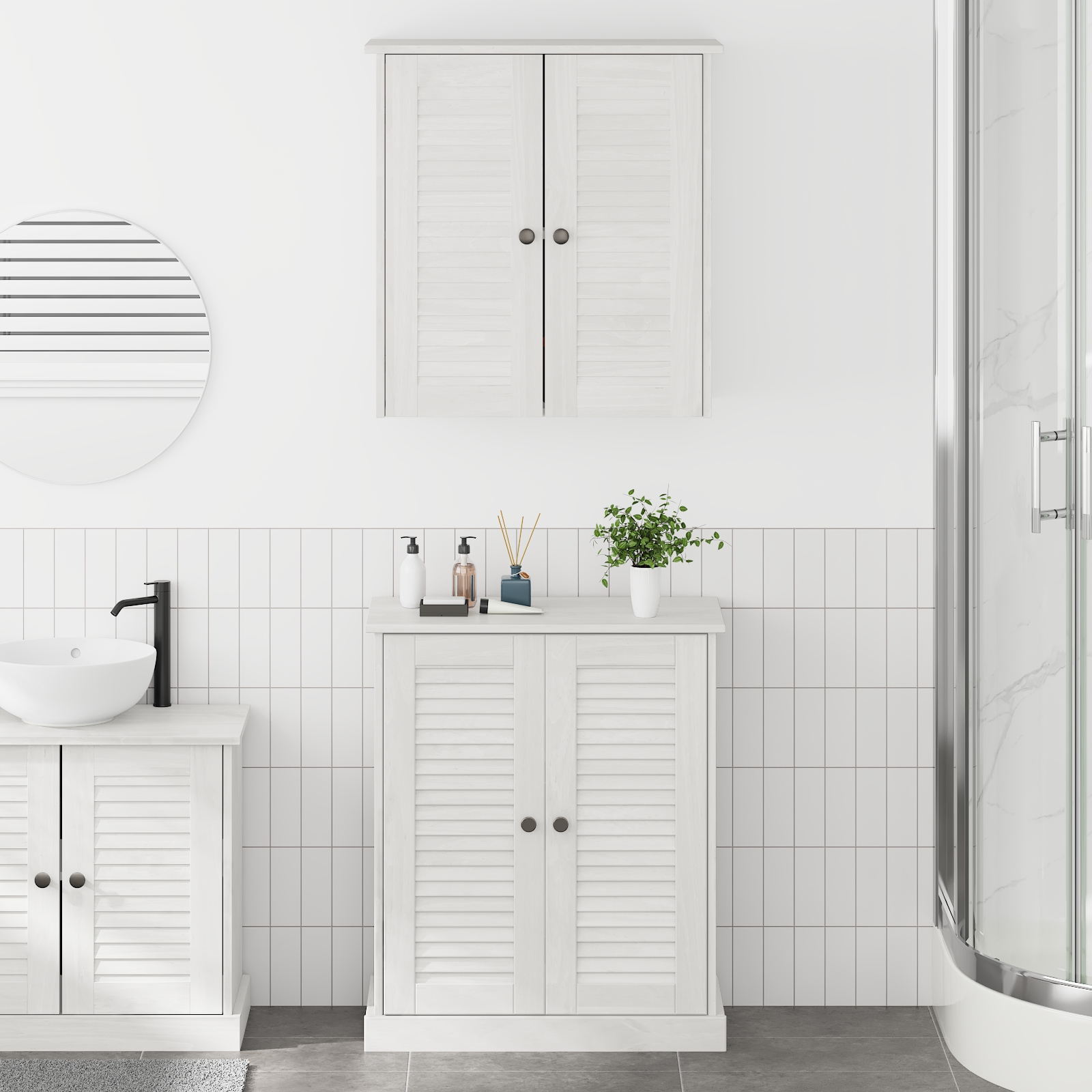 Badezimmermöbel Set mit Regal mit Speicher mit Tür 2 pcs Braun 67,5 x 34 x 80 cm