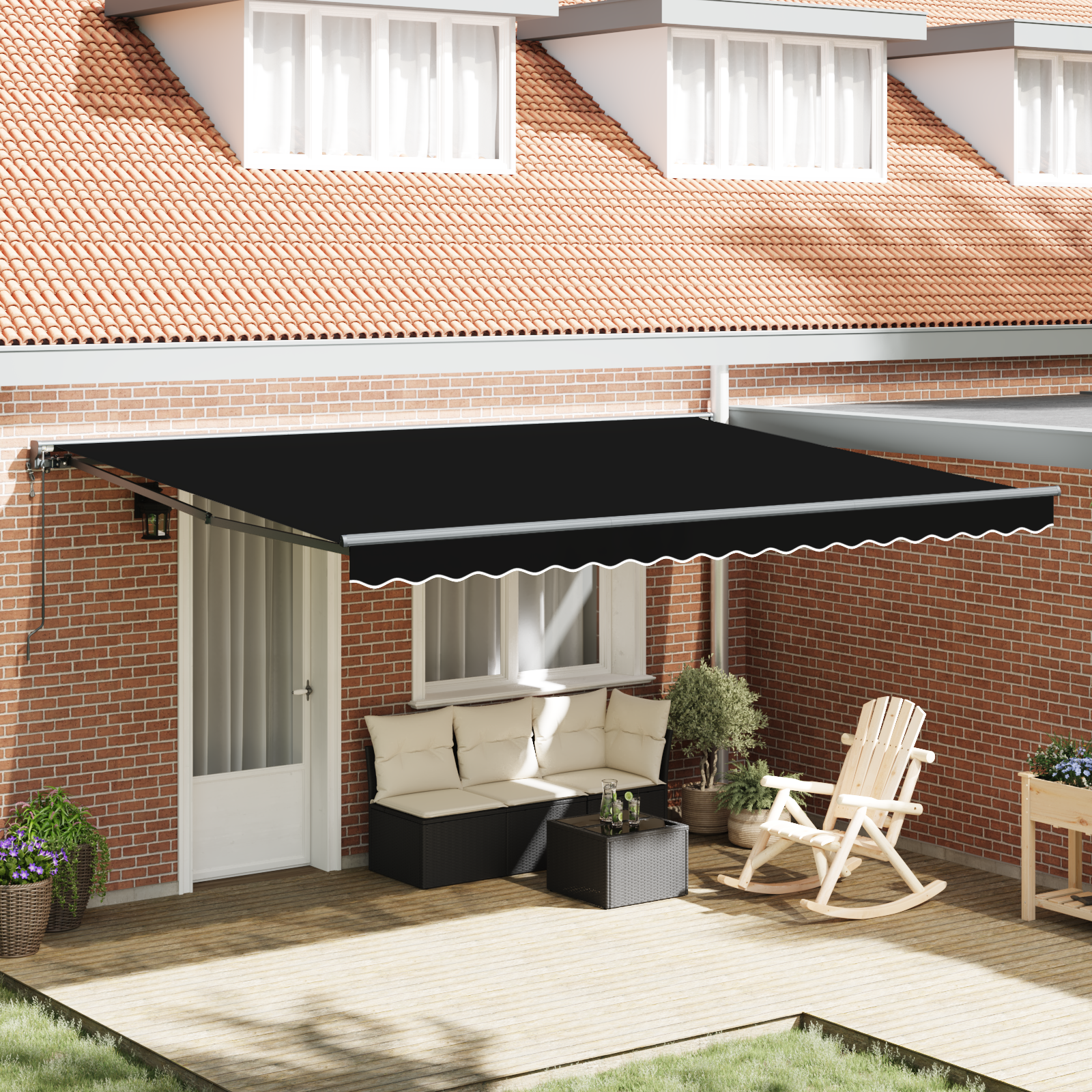 Automatische Einziehbare Markise Schwarz 450x300 cm Automatische Einziehbare Markise Schwarz 450x300 cm