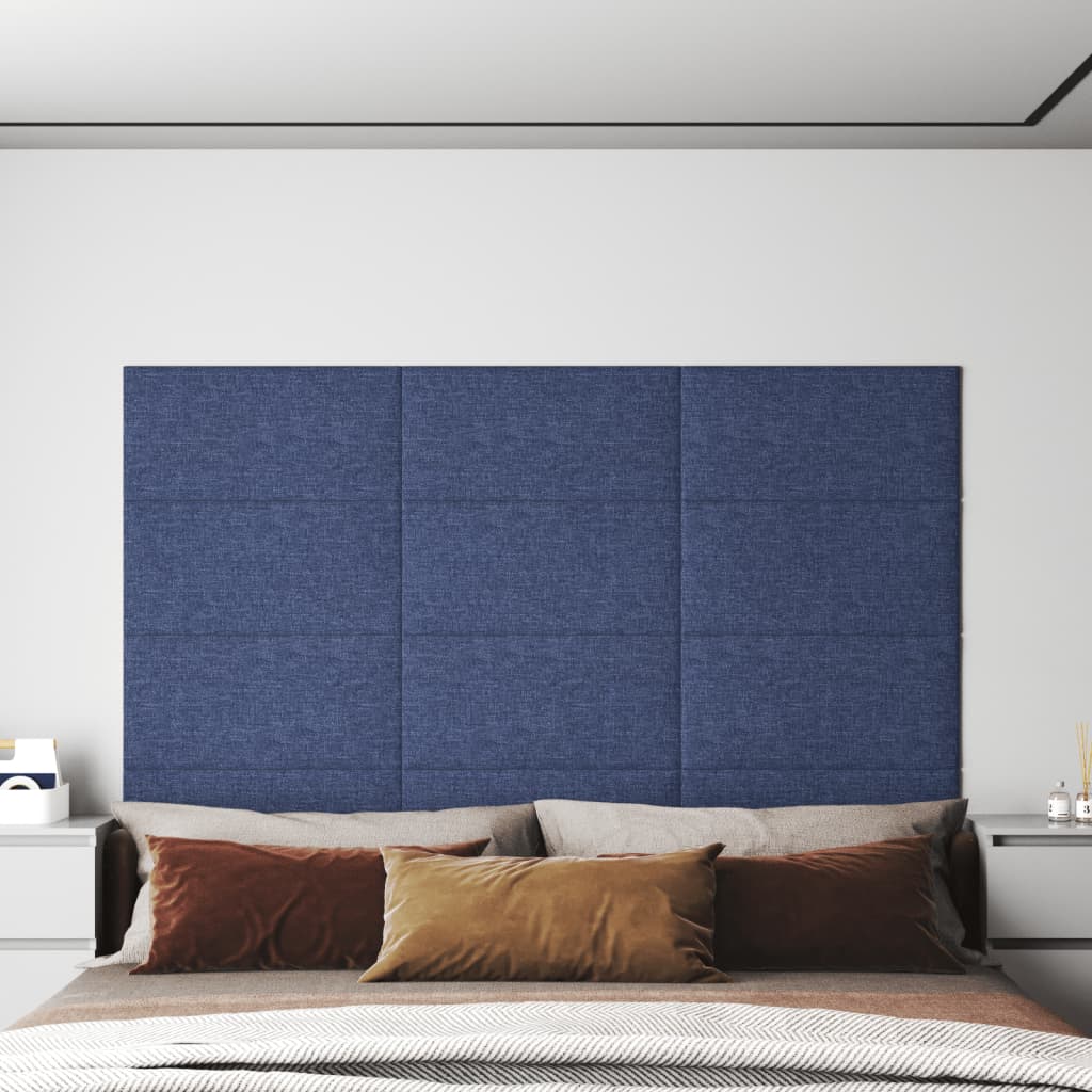 Wandpaneele 12 Stk. Blau 60x30 cm Stoff 2,16 m² Wandpaneele 12 Stk. Blau 60x30 cm Stoff 2,16 m²