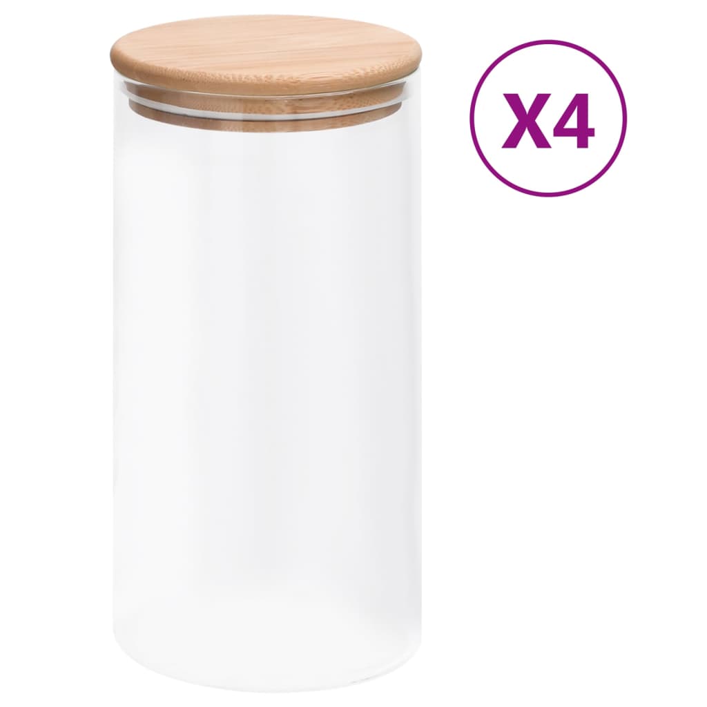 Vorratsgläser mit Bambusdeckel 4 Stk. 1200 ml Vorratsgläser mit Bambusdeckel 4 Stk. 1200 ml