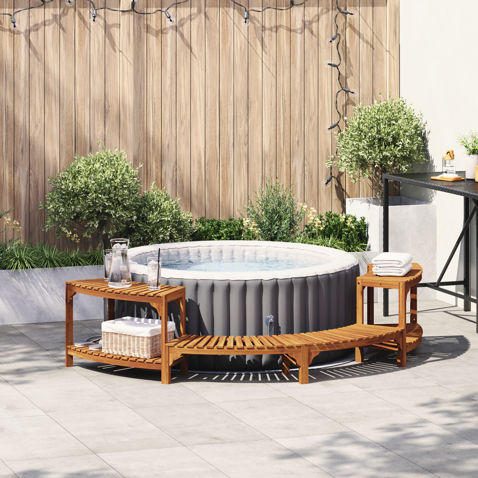 Whirlpool Umrandung Halbrund 252x111.5x55.5 cm Massivholz Akazie Whirlpool Umrandung Halbrund 252x111.5x55.5 cm Massivholz Akazie