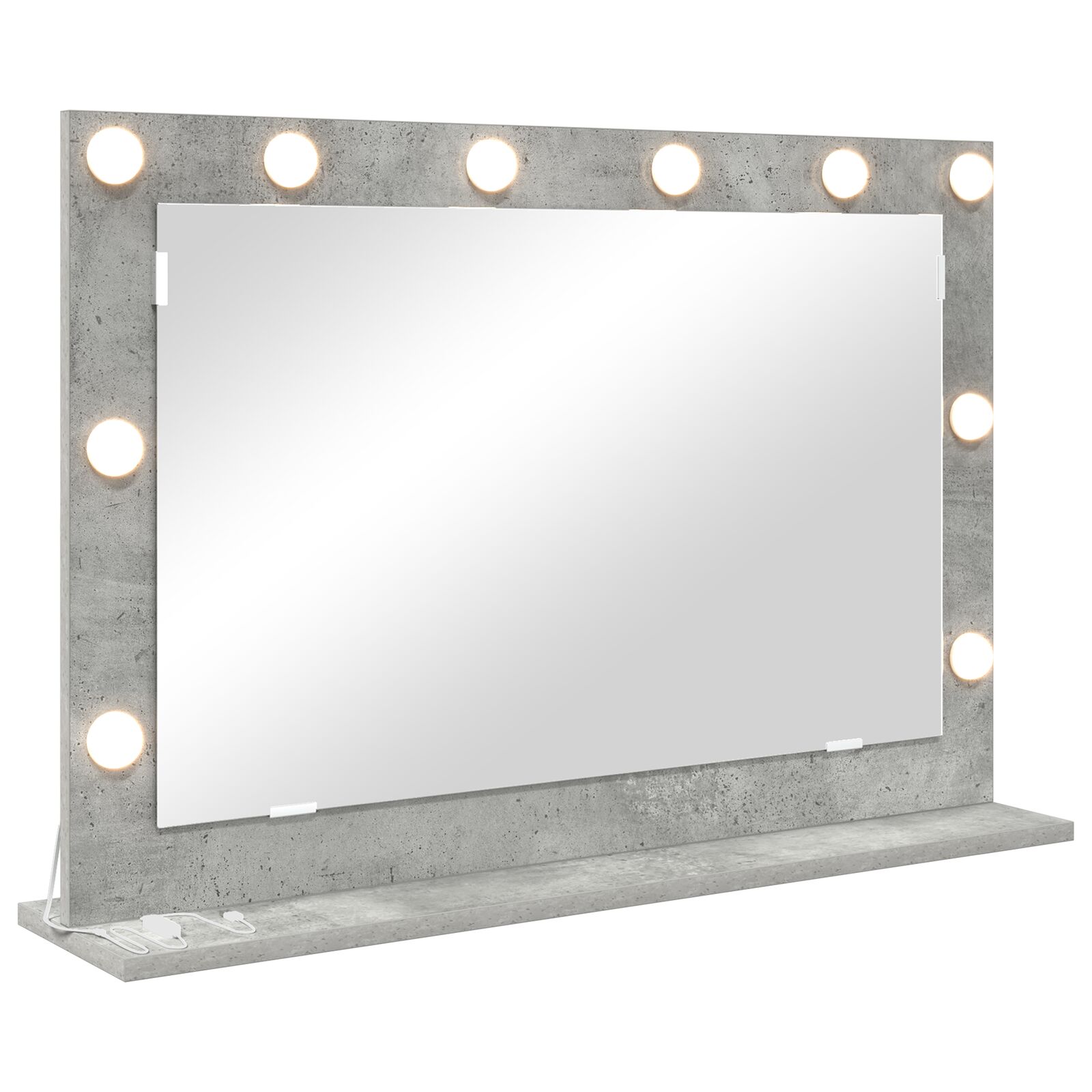 Make-Up Spiegel Beton grau Glas 80 x 55 x 18 cm Rechteckig Make-Up Spiegel Beton grau Glas 80 x 55 x 18 cm Rechteckig