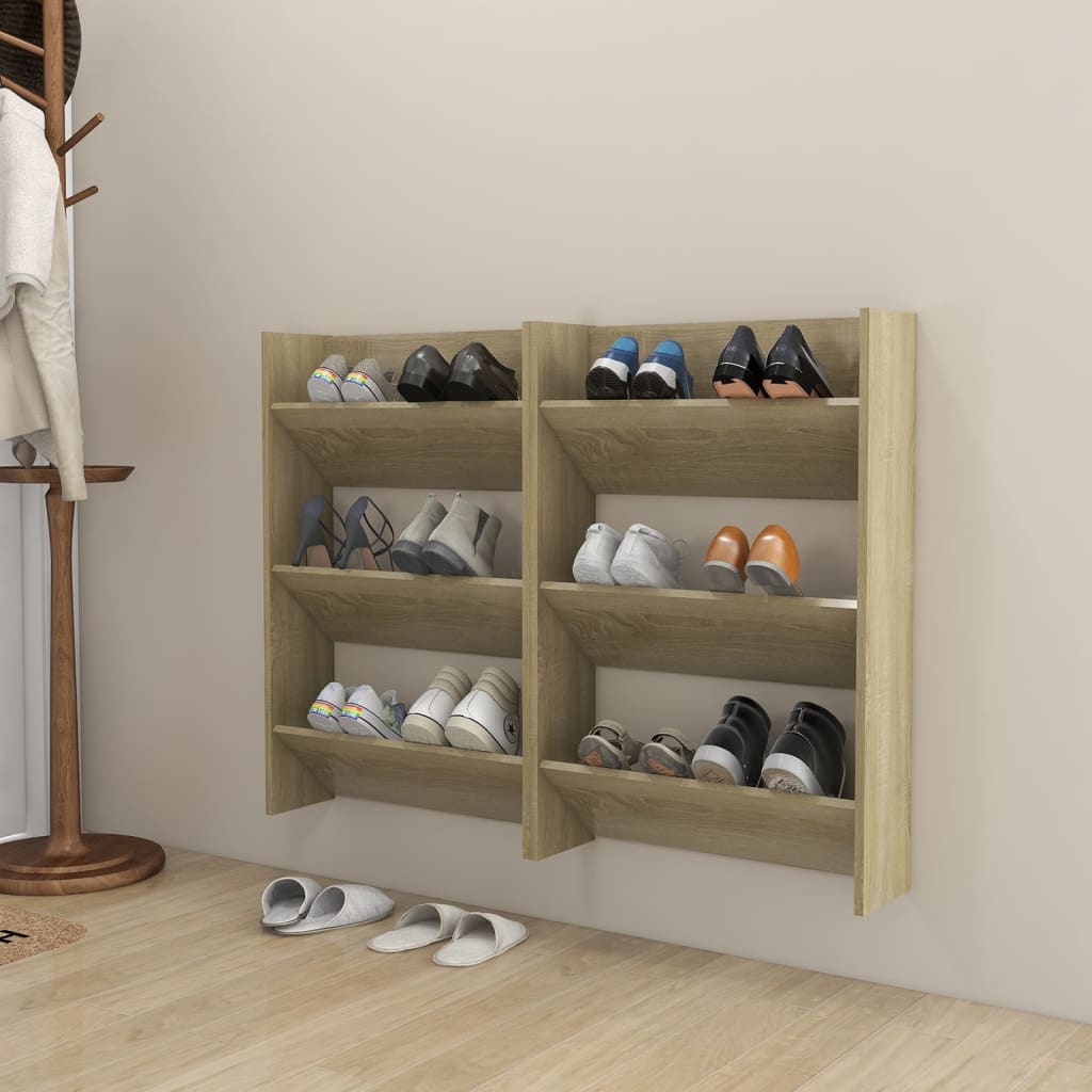 Wand-Schuhschränke 2 Stk. Sonoma-Eiche 60x18x90cm Holzwerkstoff Wand-Schuhschränke 2 Stk. Sonoma-Eiche 60x18x90cm Holzwerkstoff