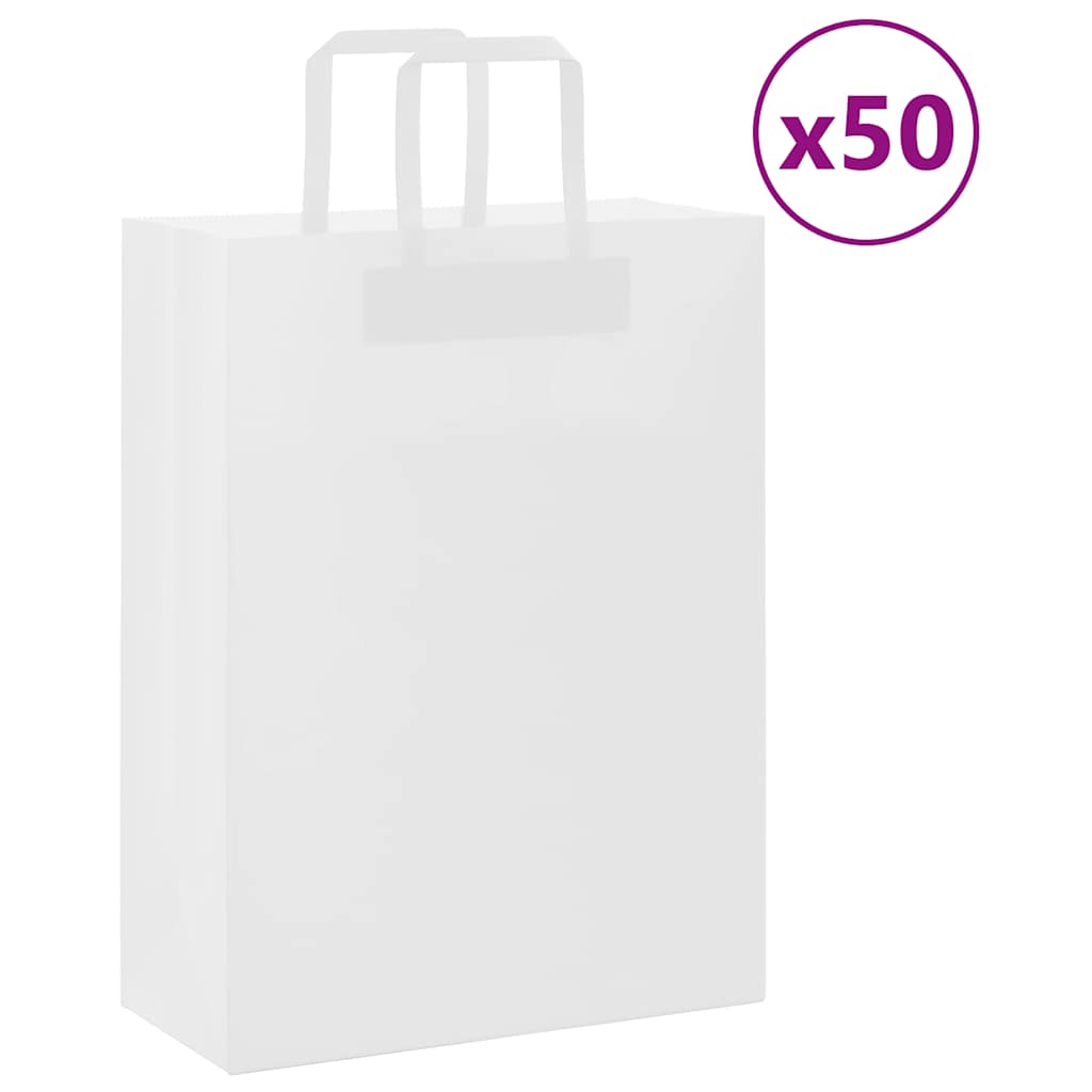 Papiertragetaschen 50 Stk. mit Henkeln Weiß 26x12x35 cm Papiertragetaschen 50 Stk. mit Henkeln Weiß 26x12x35 cm