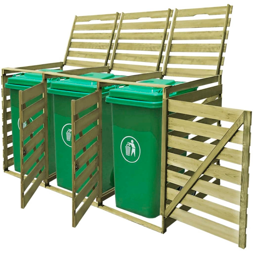 Mülltonnenbox für 3 Tonnen 240 L Imprägniertes Holz Mülltonnenbox für 3 Tonnen 240 L Imprägniertes Holz