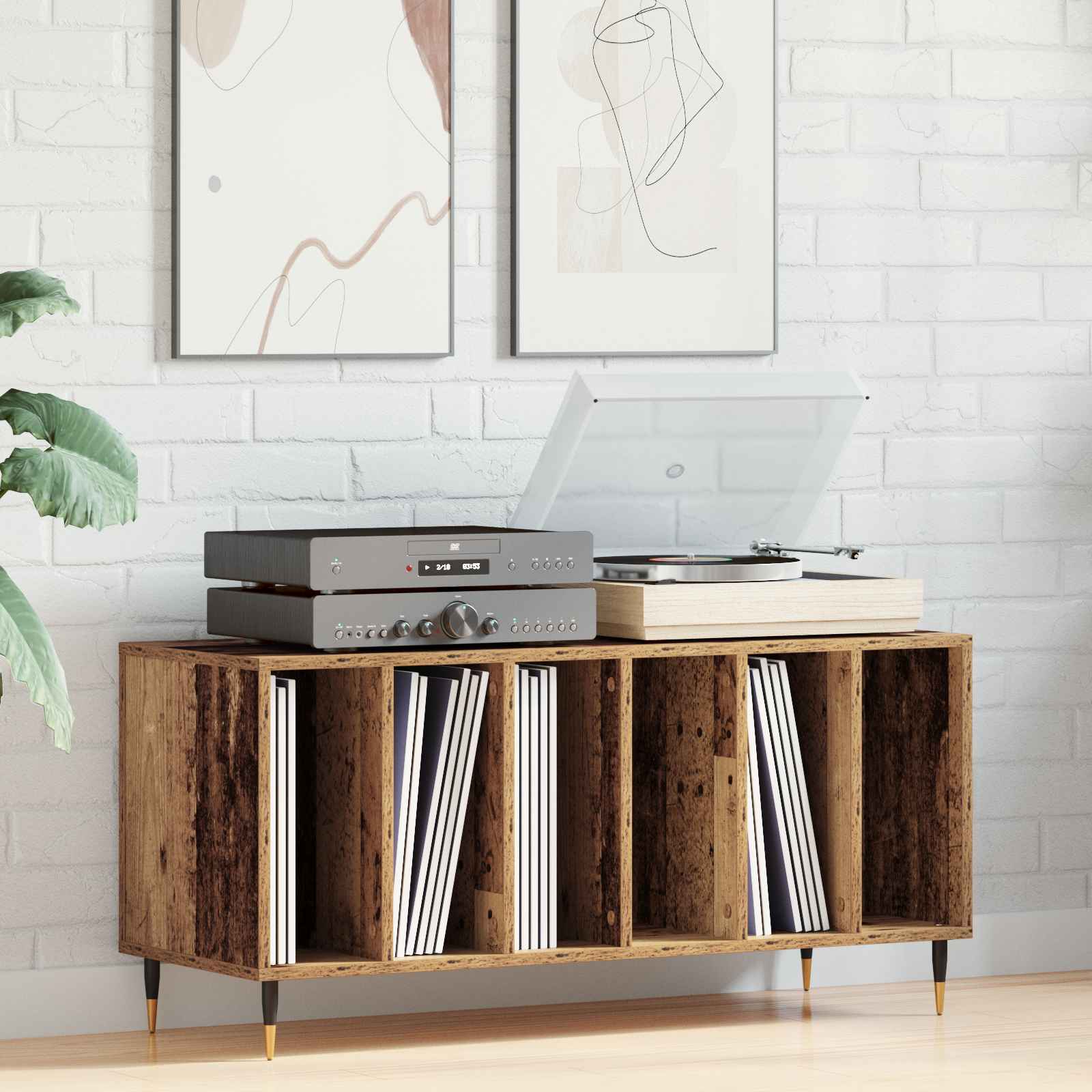 Schallplattenschrank Artisan Oak 100x38x48 cm Holzwerkstoff Schallplattenschrank Artisan Oak 100x38x48 cm Holzwerkstoff