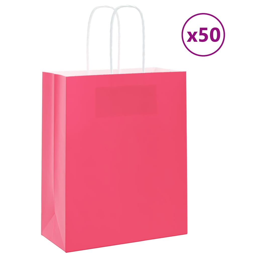 Papiertragetaschen 50 Stk. mit Henkeln Rosa 18x8x22 cm Papiertragetaschen 50 Stk. mit Henkeln Rosa 18x8x22 cm