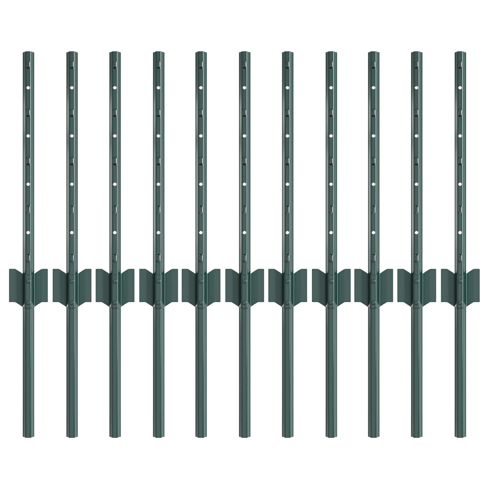 Zaunpfosten 11 Stück U-Kanal Grün 40 cm Stahl