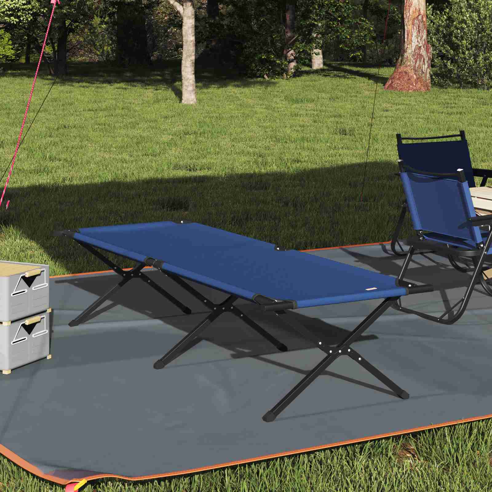 Klappbare Sonnenliege mit Tragetasche Blau 600D Oxford-Gewebe Klappbare Sonnenliege mit Tragetasche Blau 600D Oxford-Gewebe