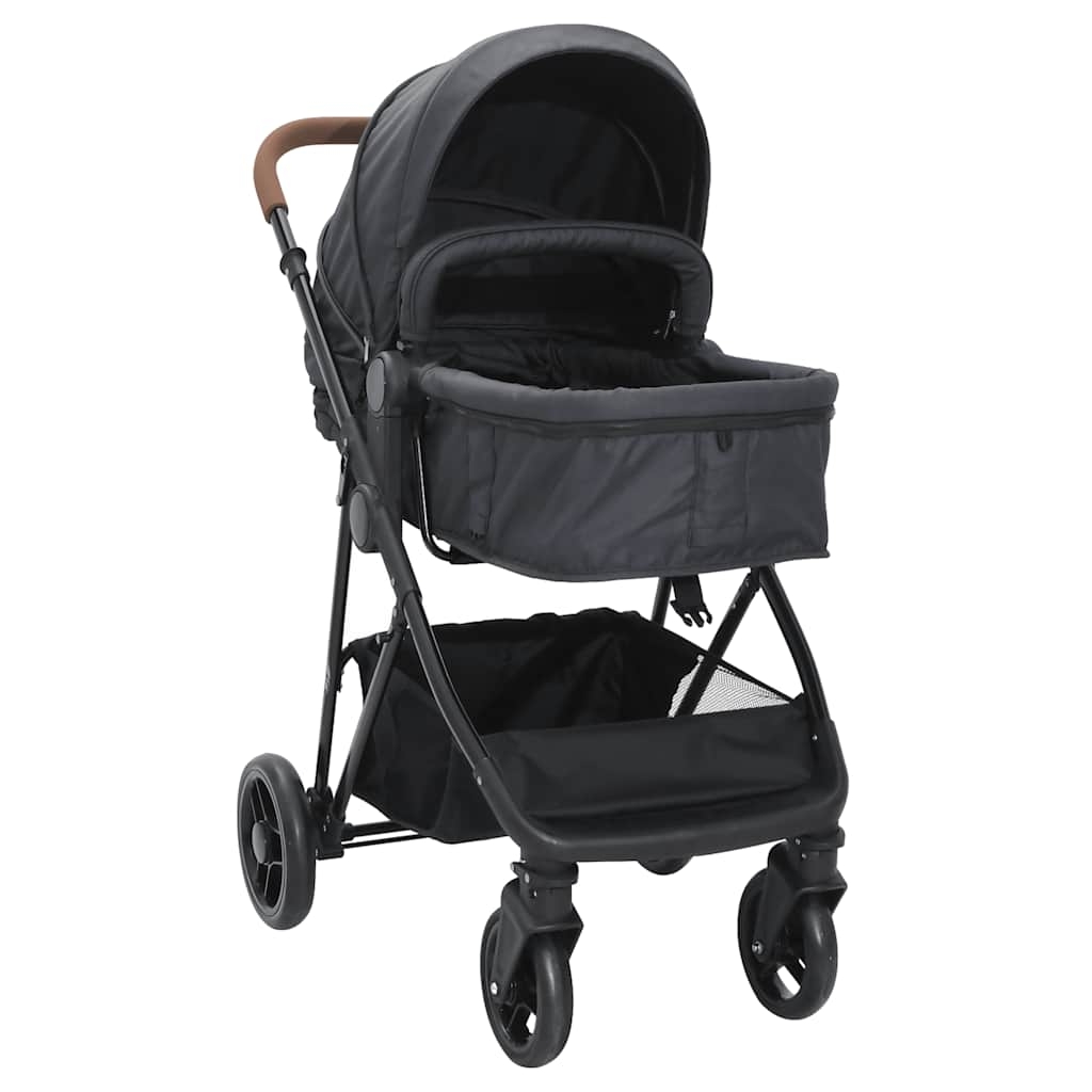 2-in-1 Kinderwagen Anthrazit und Schwarz Stahl 2-in-1 Kinderwagen Anthrazit und Schwarz Stahl