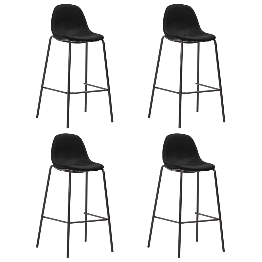 Barhocker 4 Stk. Schwarz Stoff Barhocker 4 Stk. Schwarz Stoff