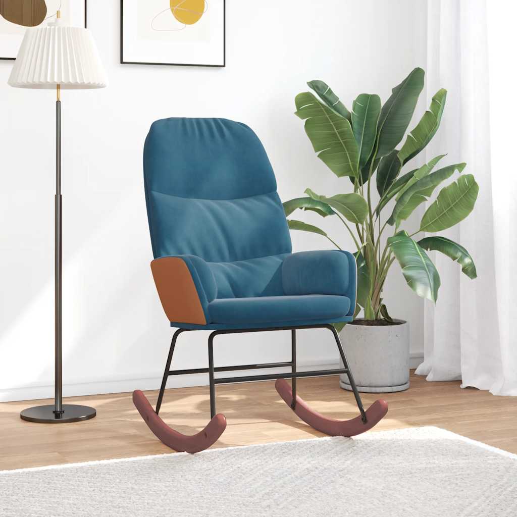 Schaukelstuhl Blau Samt Schaukelstuhl Blau Samt