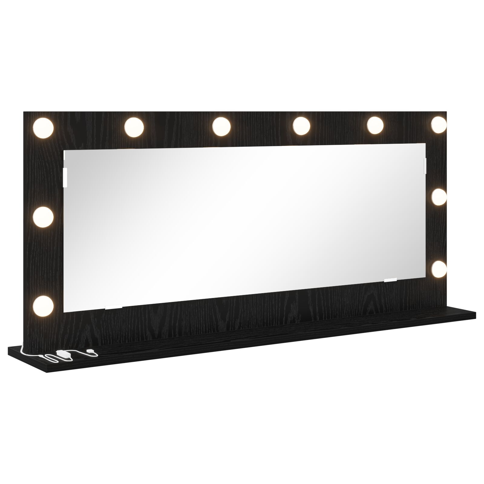 Schminkspiegel mit LED-Lichtern Schwarz Eiche 100x45x18 cm Schminkspiegel mit LED-Lichtern Schwarz Eiche 100x45x18 cm