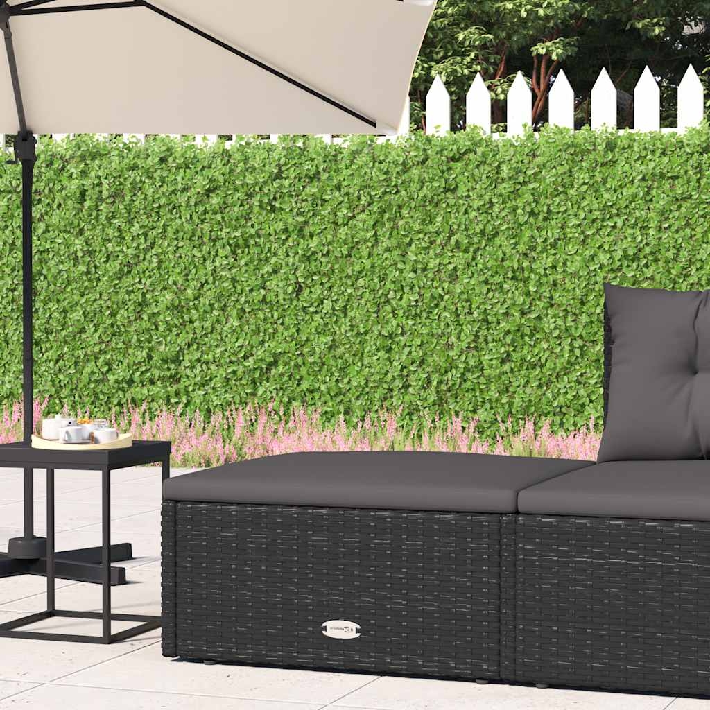 Gartenhocker mit Kissen Schwarz Poly Rattan Gartenhocker mit Kissen Schwarz Poly Rattan