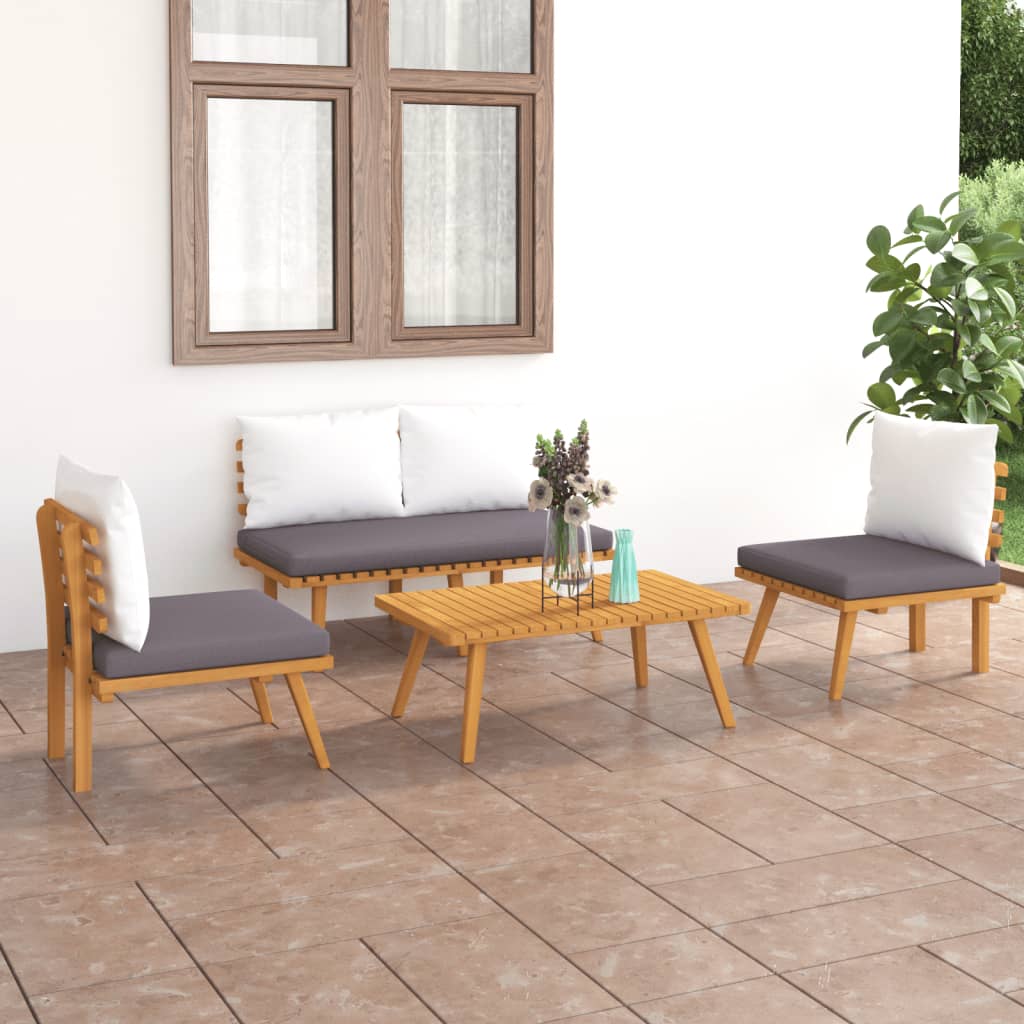 4-tlg. Garten-Lounge-Set mit Auflagen Massivholz Akazie 4-tlg. Garten-Lounge-Set mit Auflagen Massivholz Akazie