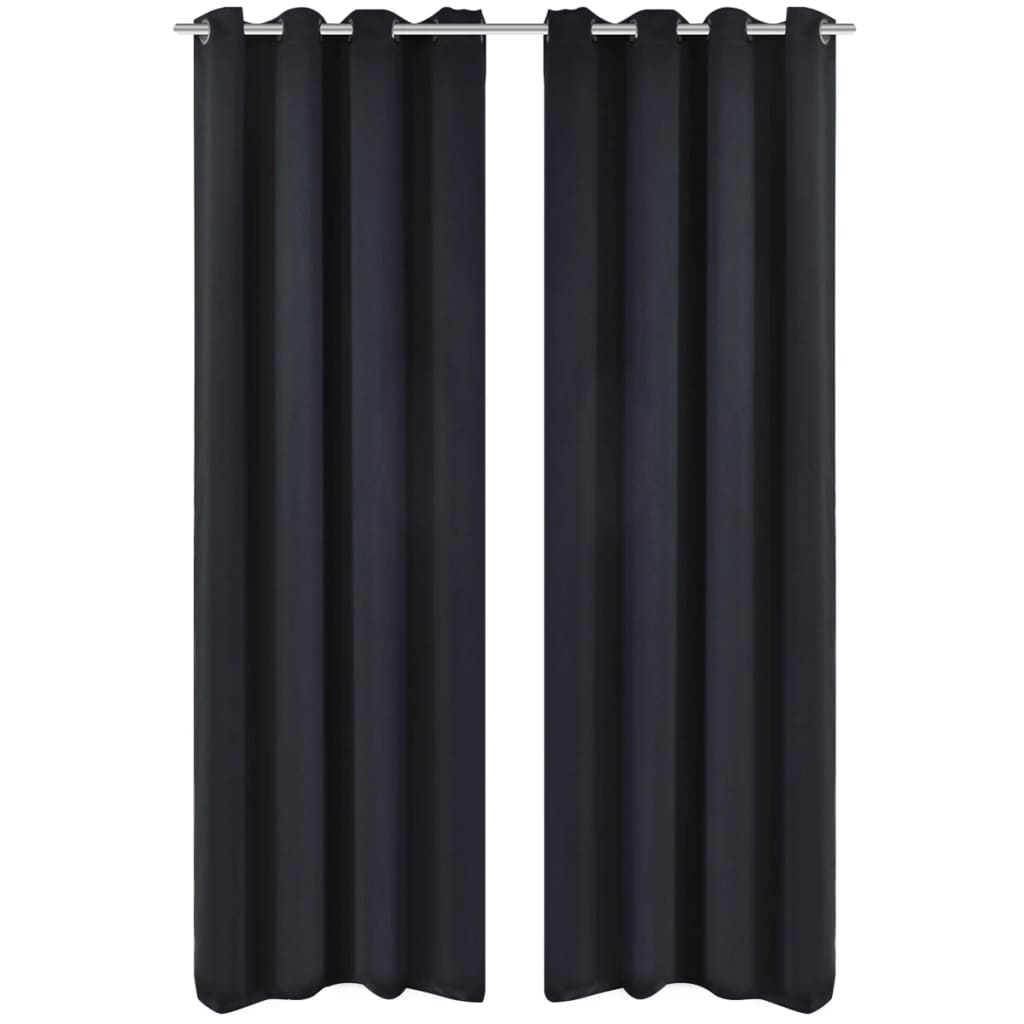 Verdunkelungs-Vorhänge mit Metallringen 135 x 245 cm Schwarz blackout Verdunkelungs-Vorhänge mit Metallringen 135 x 245 cm Schwarz blackout
