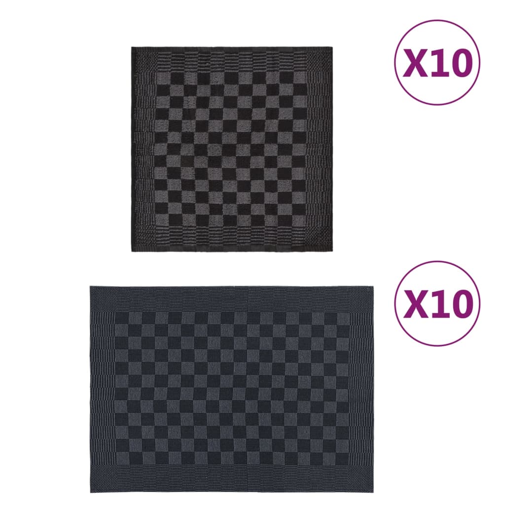 20-tlg. Handtuch-Set Schwarz und Grau Baumwolle 20-tlg. Handtuch-Set Schwarz und Grau Baumwolle