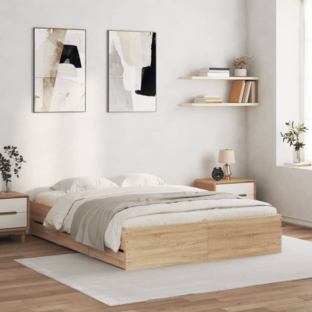 Bettgestell mit Schubladen Sonoma-Eiche 140x200cm Holzwerkstoff Bettgestell mit Schubladen Sonoma-Eiche 140x200cm Holzwerkstoff