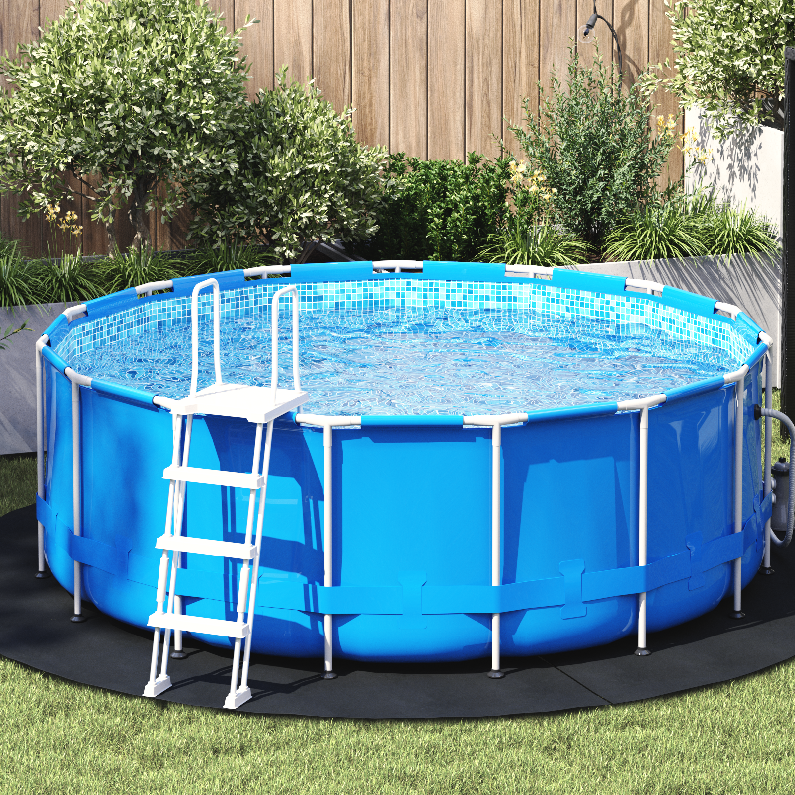 Runde Poolabdeckung Schwarz PVC Ø 244 cm Poolabdeckung Rund Runde Poolabdeckung Schwarz PVC Ø 244 cm Poolabdeckung Rund