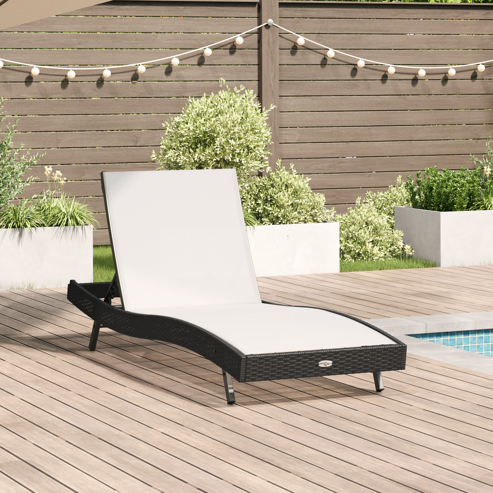 Sonnenliege Schwarz Poly Rattan und Textilene Sonnenliege Schwarz Poly Rattan und Textilene