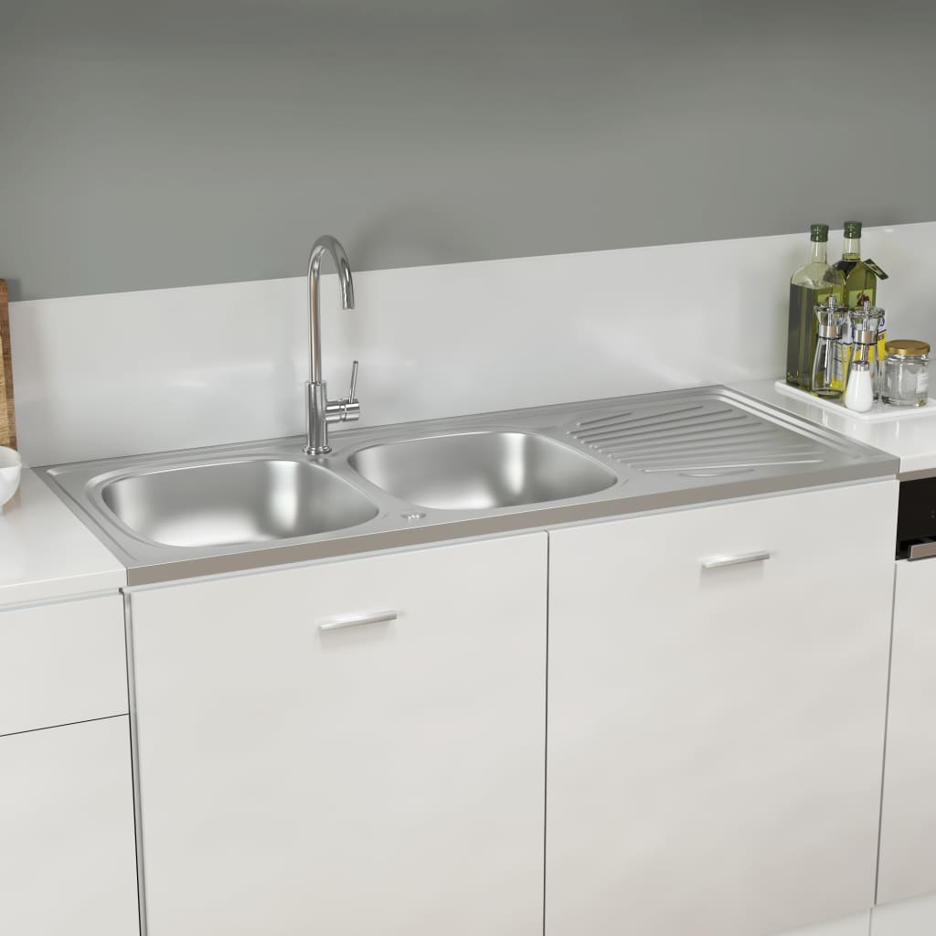 Doppelspüle Silbern 1200x600x155 mm Edelstahl Doppelspüle Silbern 1200x600x155 mm Edelstahl
