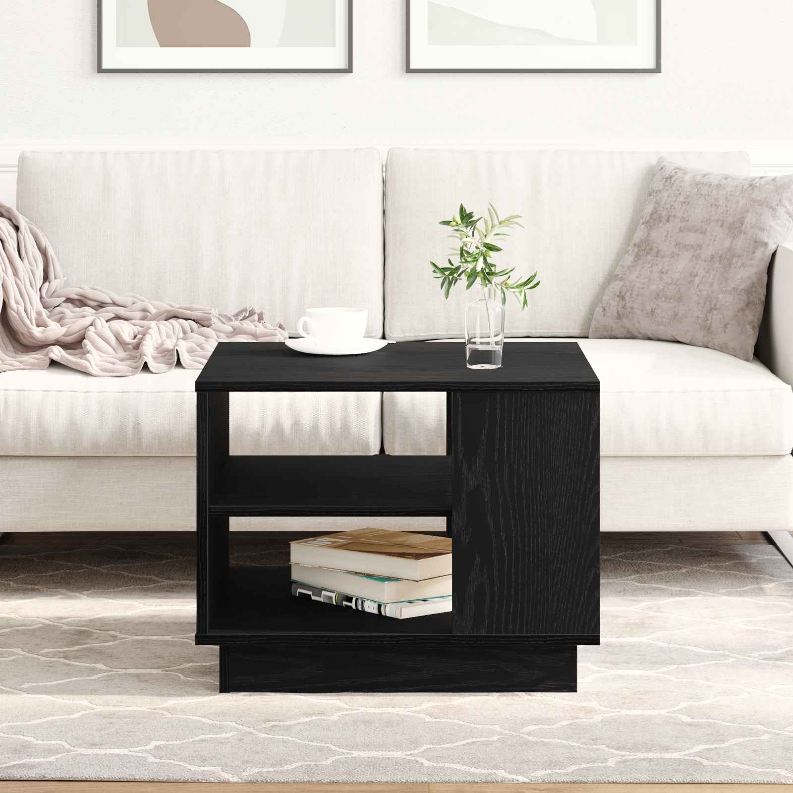 Couchtisch aus schwarzem Eichenholz 55x55x42 cm aus Holzwerkstoff Couchtisch aus schwarzem Eichenholz 55x55x42 cm aus Holzwerkstoff